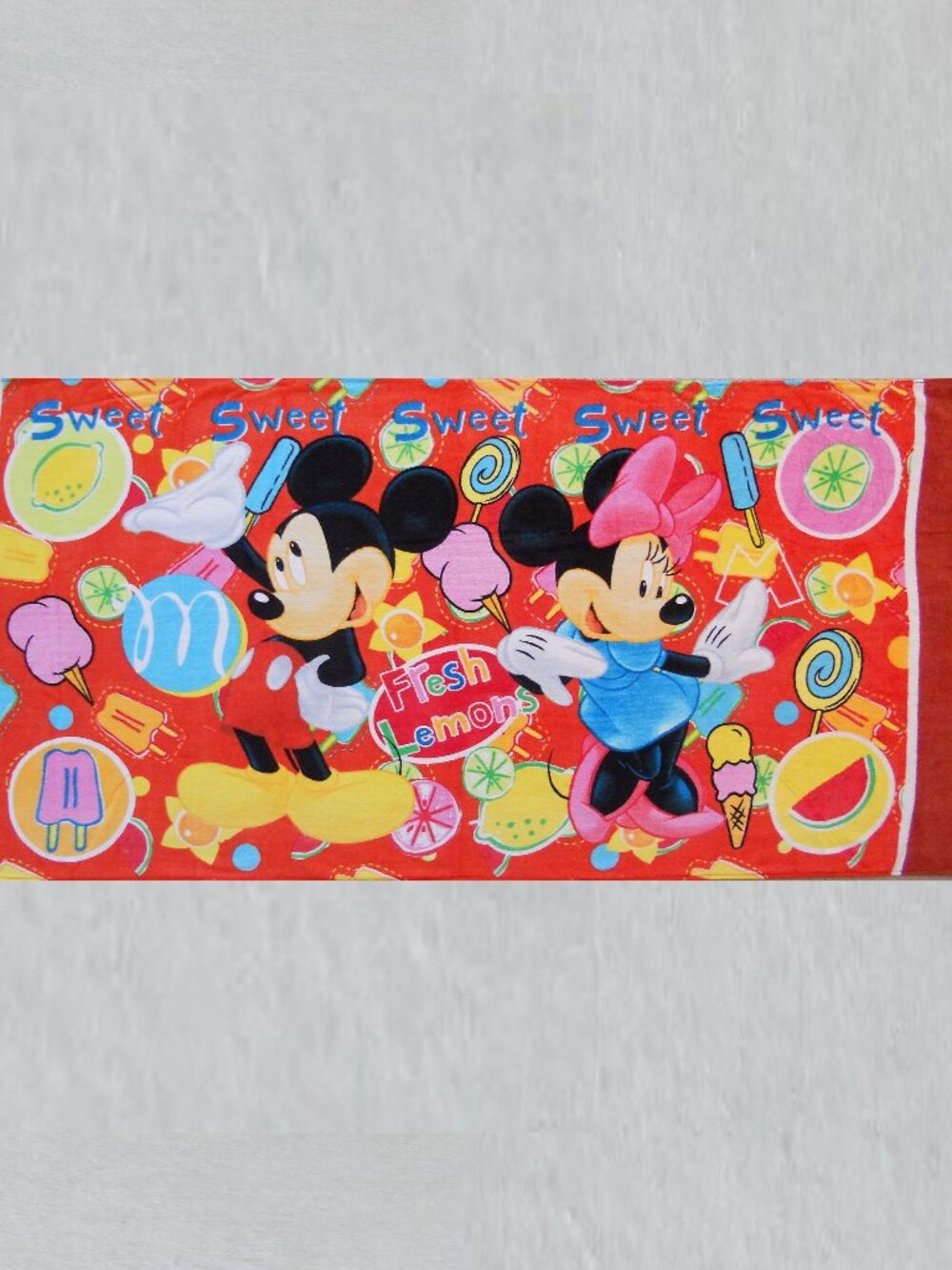 Mickey And Minnie Bath Towel Measures 24 x 48 inches